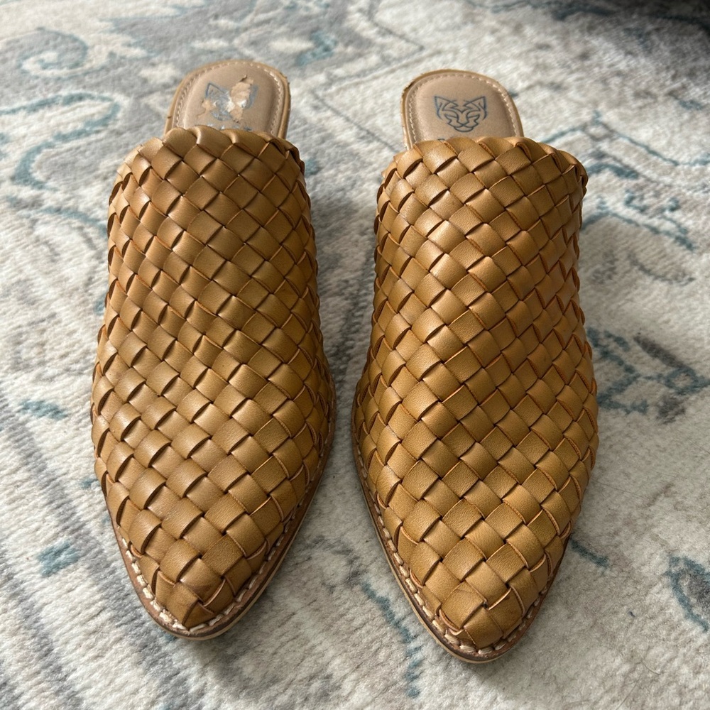 Woven Tan Mules